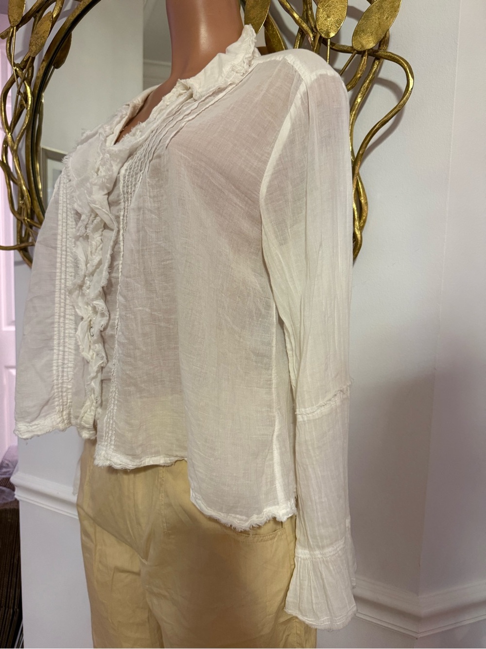 FREE PEOPLE | we the free | White Ruffled V-Neck Blouse - Picture 8 of 13
